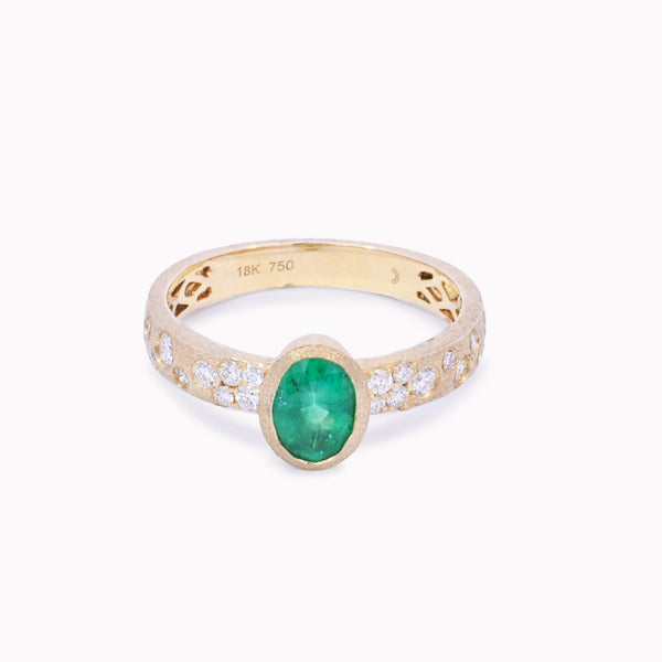 Emerald & Diamond Galaxy Ring