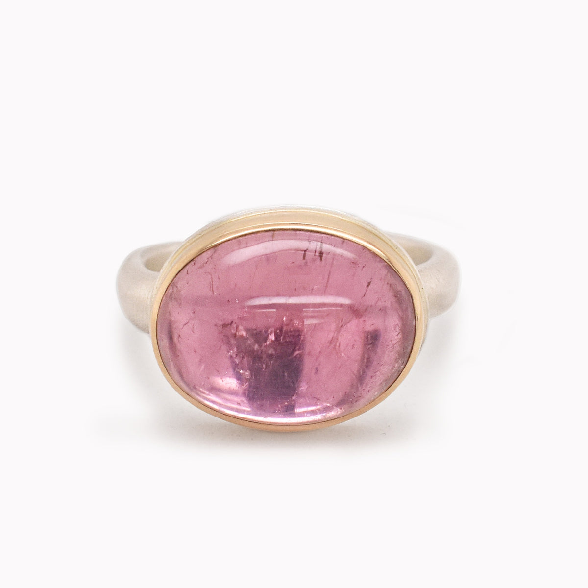 Pink tourmaline cabochon ring outlet