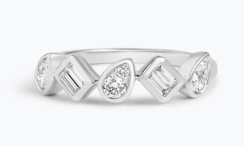 Pivoting Bezel Set Diamond Shapes Ring