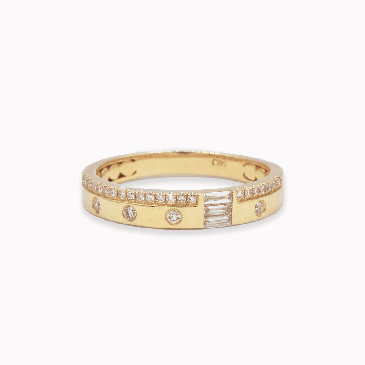 Wide Gold Band with Geometric Scattered Diamonds – Eliza Page