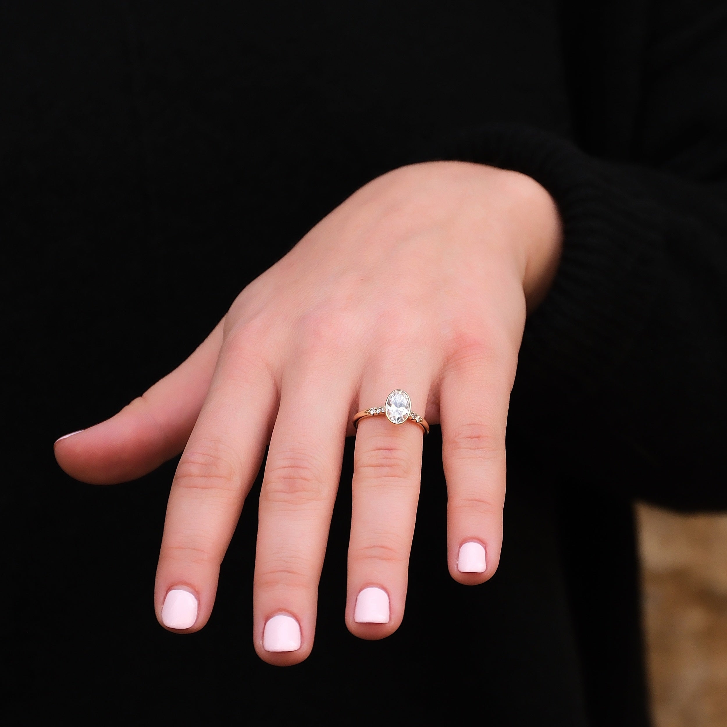 Bezel Set Side Diamonds Engagement Ring Setting