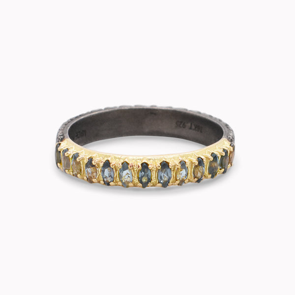 Marquise Blue Green Spinel Stack Band