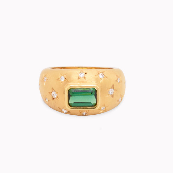 Green Sapphire All Star Dome Ring