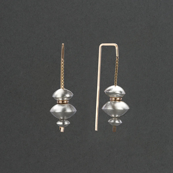 Vessel Pull Through Two Tone Earrings