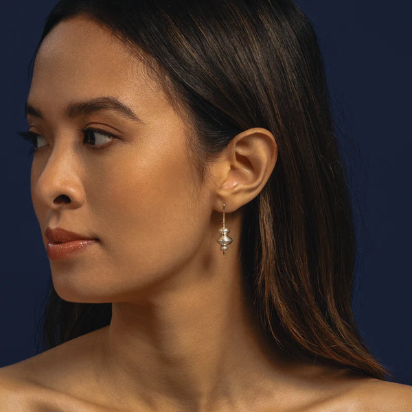 Vessel Pull Through Two Tone Earrings