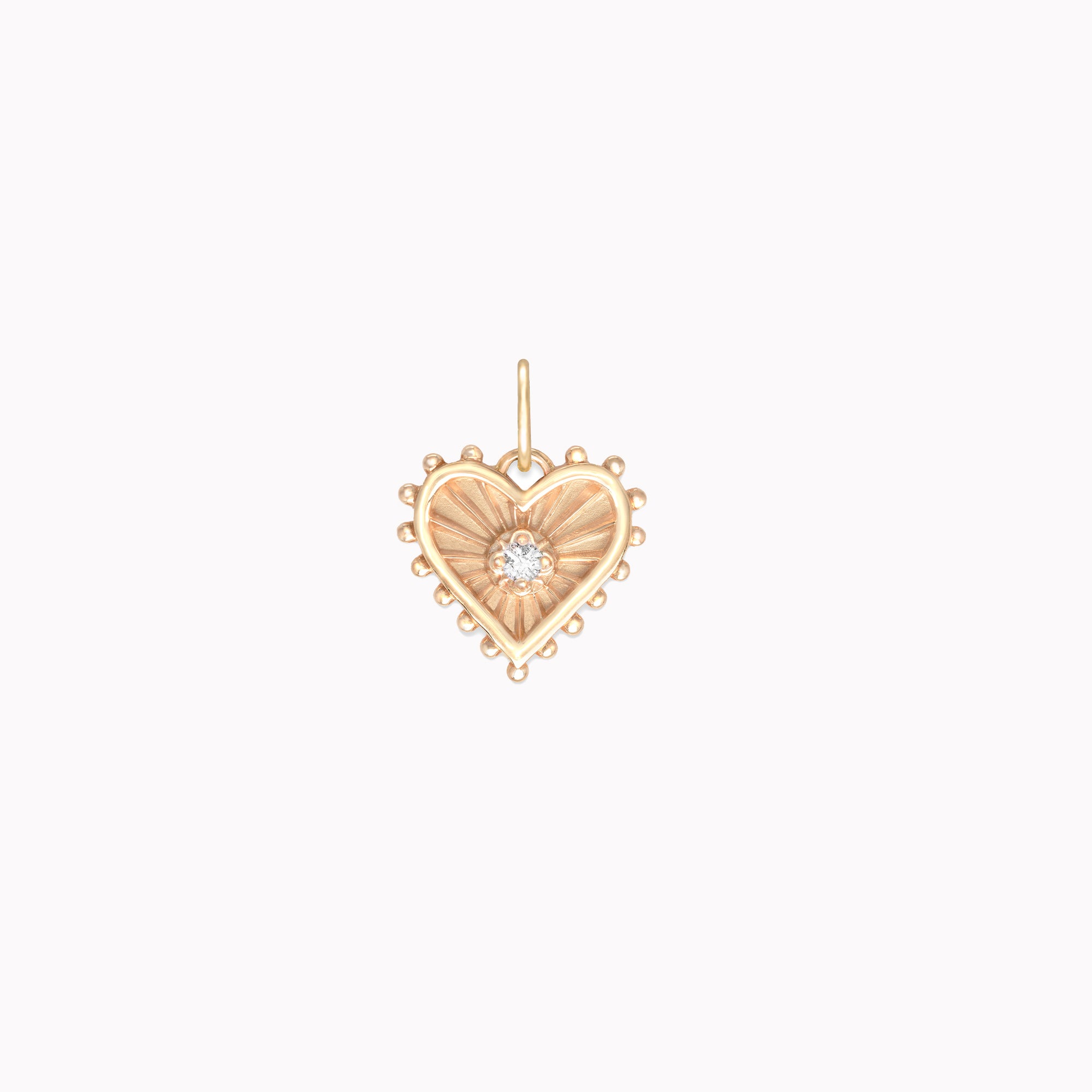 Small Beaded Radiant Heart Diamond Medallion 12mm