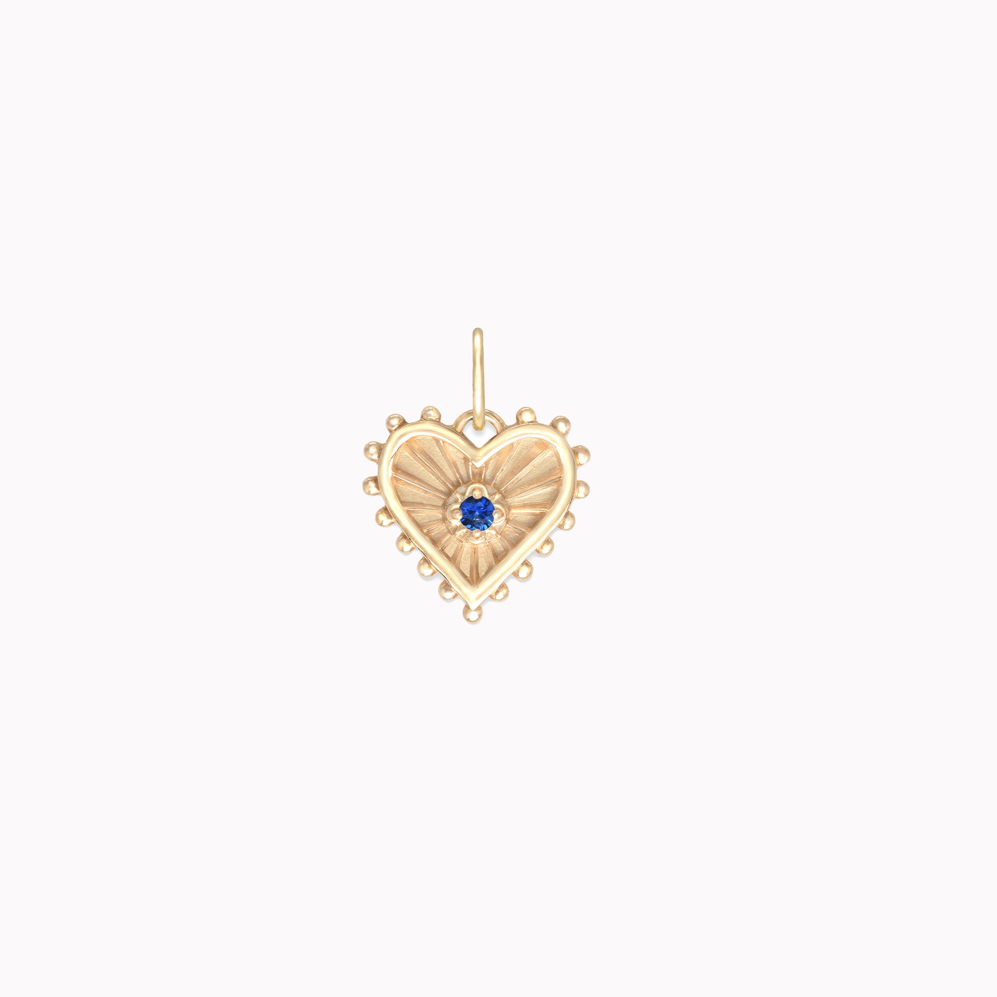 Small Beaded Radiant Heart Sapphire Medallion 12mm
