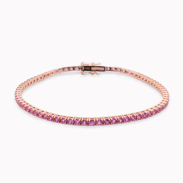 Rose Gold Pink Sapphire Tennis Bracelet
