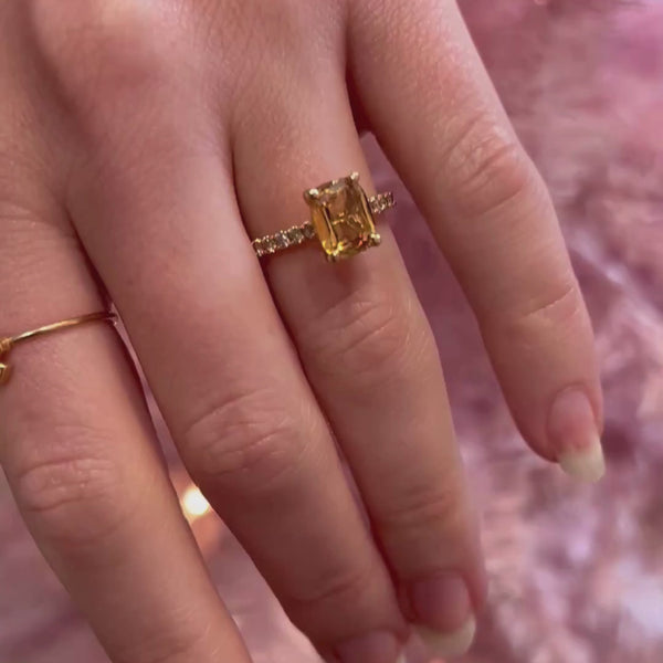 Hazel 2.09ct Cushion-Cut Yellow Sapphire Engagement Ring