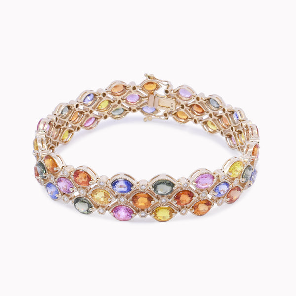 Triple Row Rainbow Sapphire Bracelet