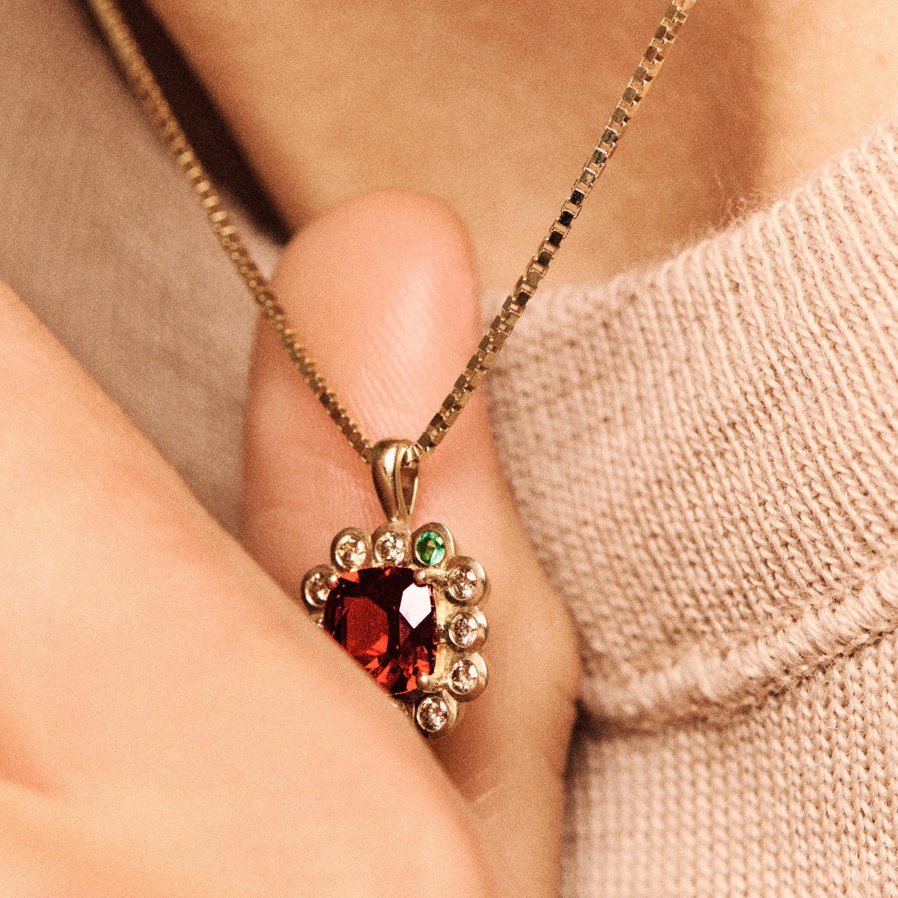 Robin Garnet & Diamond Necklace