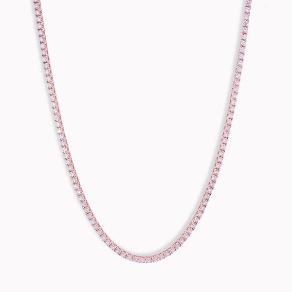 Rose Gold Diamond Tennis Necklace 3.5ct