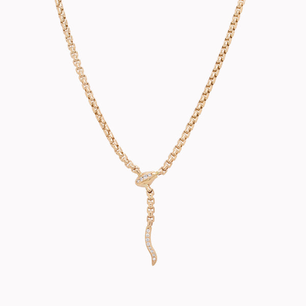 Serpent Box Chain Lariat Necklace
