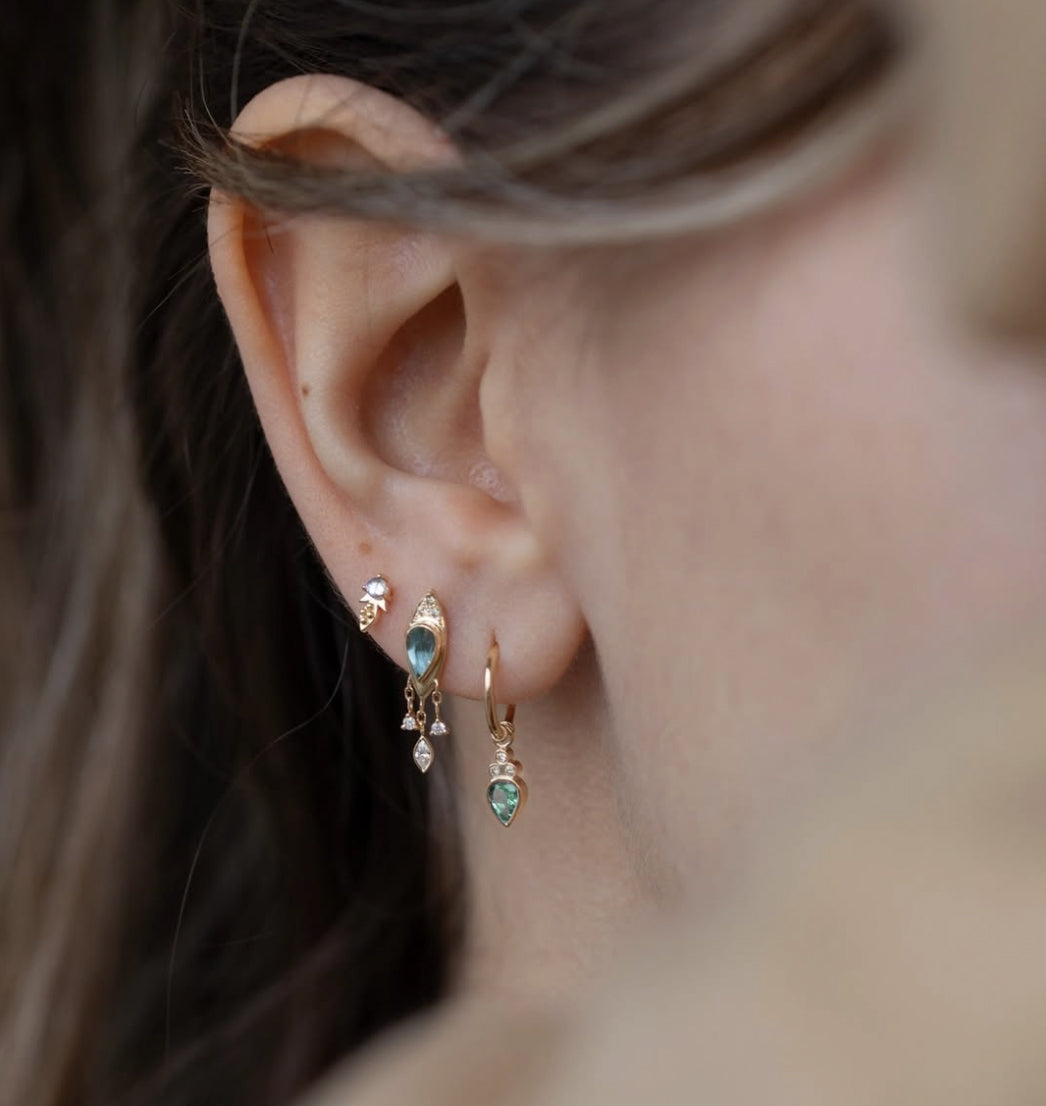 Green Tourmaline & Diamond Dangle Earrings