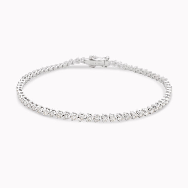 White Gold Three-Prong Tennis Bracelet 2ct