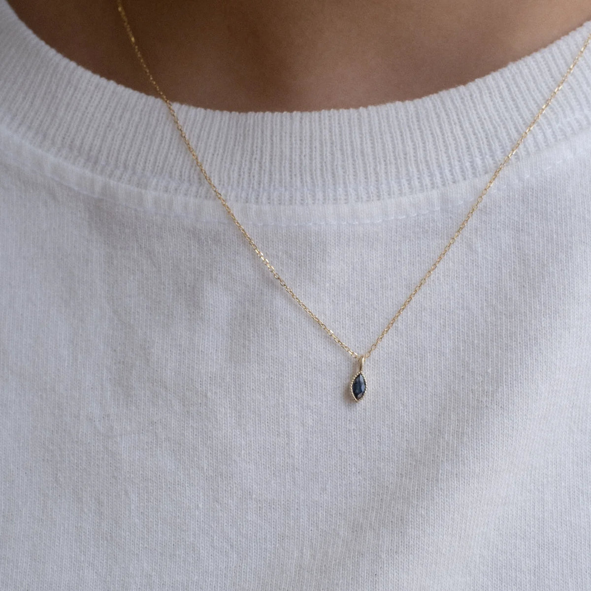 Marquise Blue Sapphire Wisp Necklace