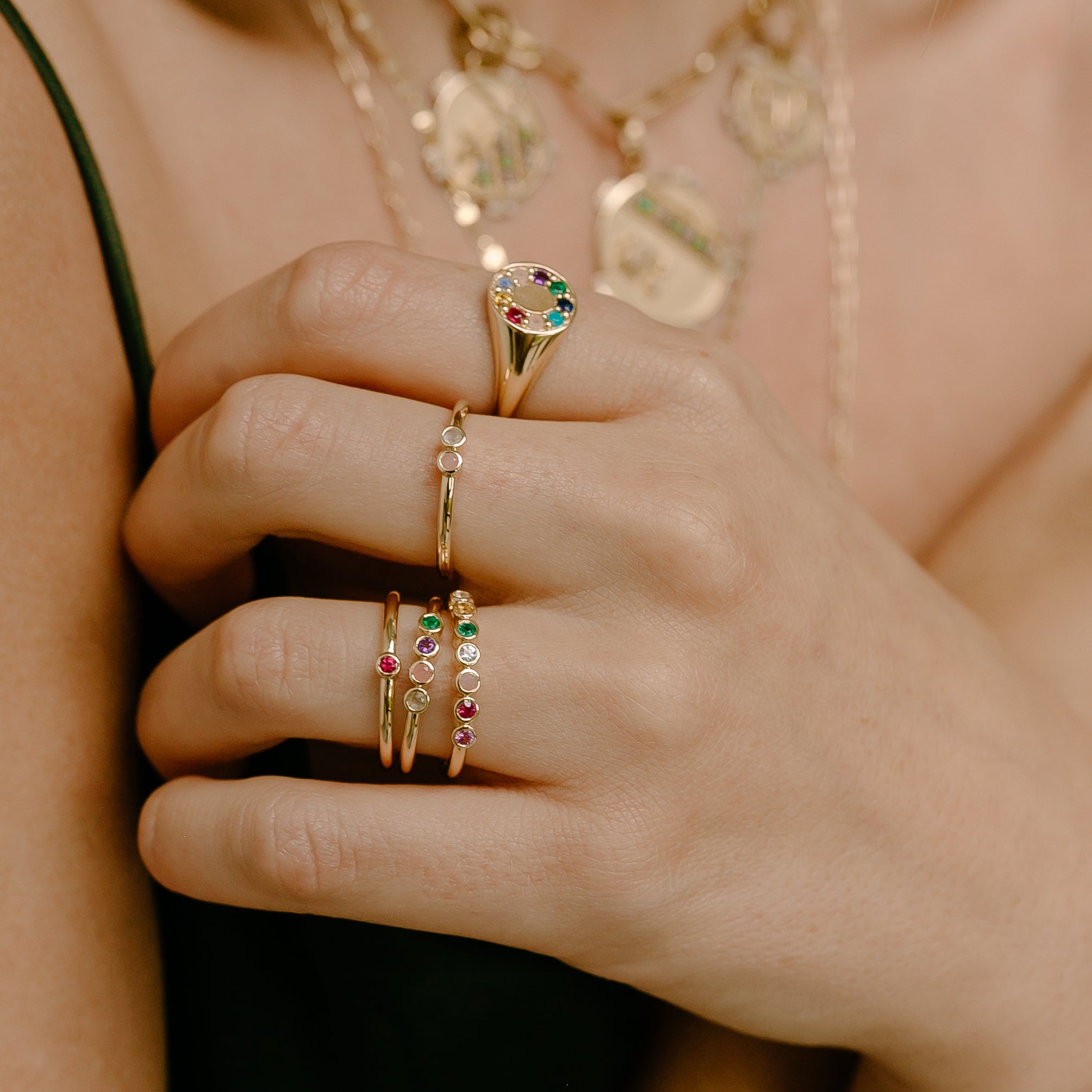 3 Stone Monogram or Triplet Stack Ring - Eliza Page