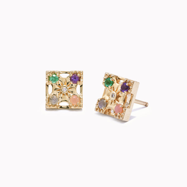 Harmony "LOVE" Gemstone Stud Earrings - 4 Stones