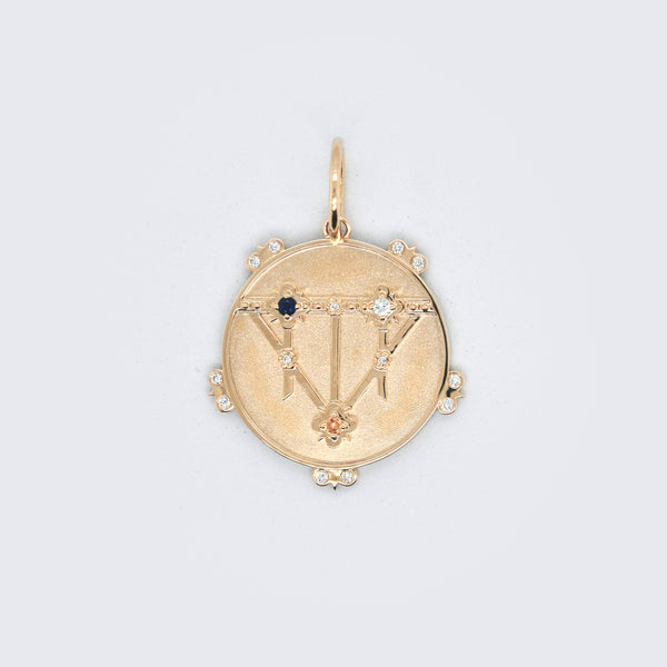 Lace Shield Medallion With Florets - 3 Stones - Eliza Page