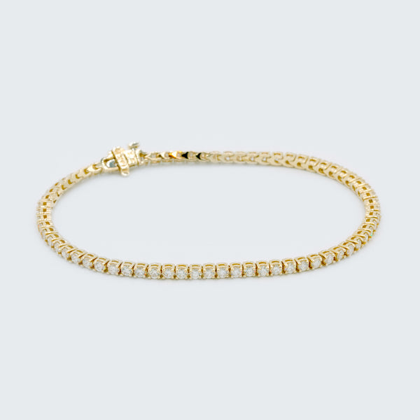 Yellow Gold Diamond Tennis Bracelet - 3tcw - Eliza Page