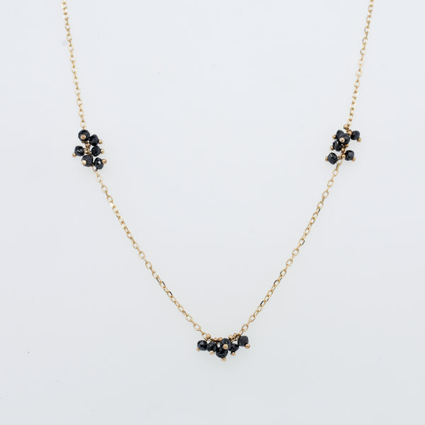 Triple Black Diamond Cluster Necklace - Eliza Page