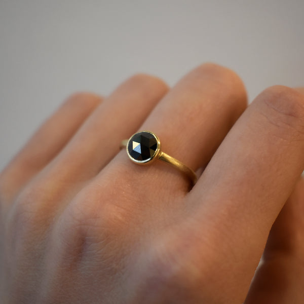 Black Diamond Bezel Engagement Ring - Eliza Page
