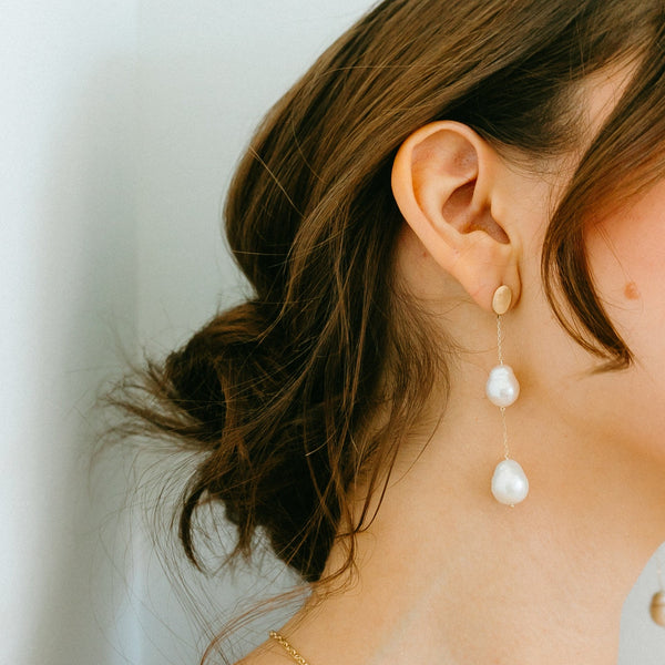 Double Pearl Drop Shadow Earrings - Eliza Page
