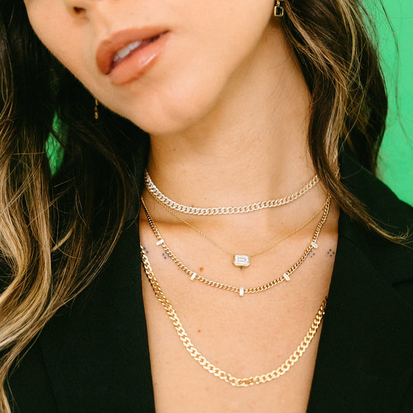 Pavé Diamond Cuban Link Choker Necklace - Eliza Page