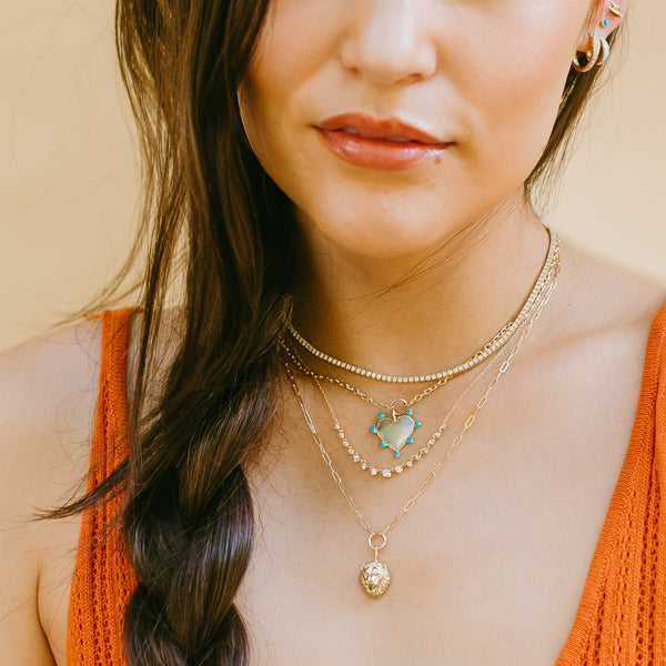 Turquoise Heart Chain Necklace - Eliza Page