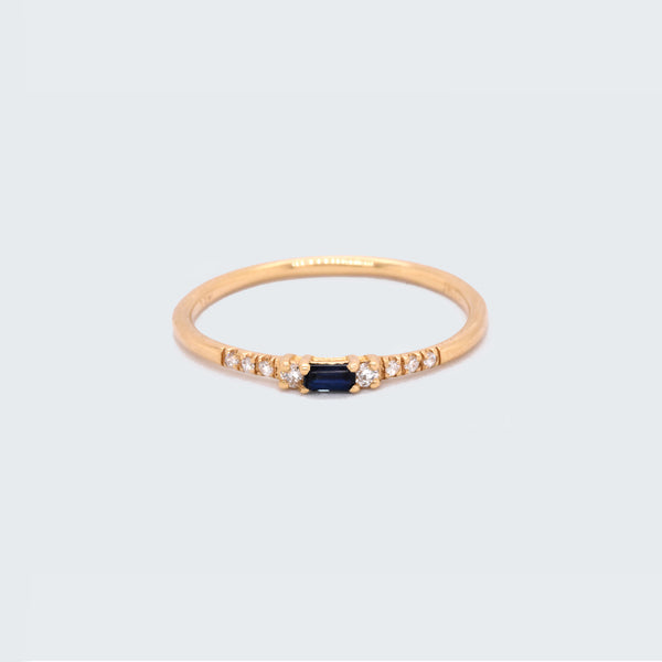 Petite Sapphire Baguette and Diamond Ring - Eliza Page