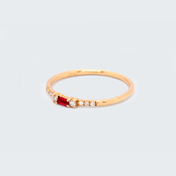 Petite Ruby Baguette and Diamond Ring - Eliza Page