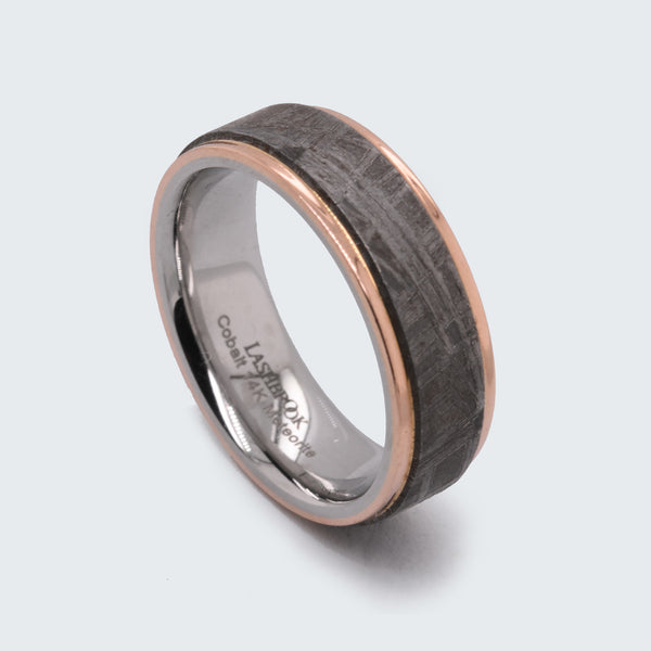 Rose Gold and Cobalt Chrome with Meteorite Inlay Band - Eliza Page