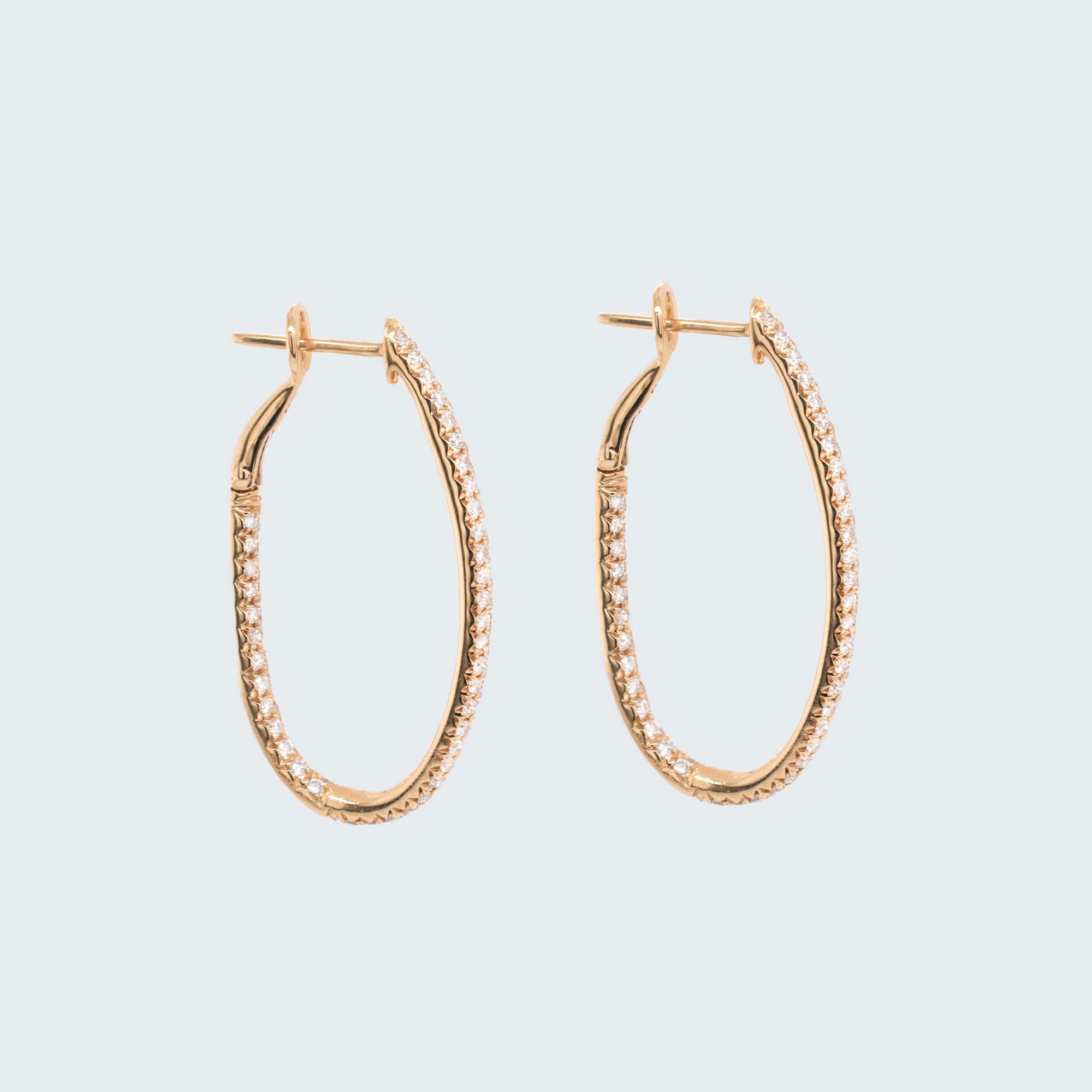 Wide Pavé Diamond Oval Hoops - Eliza Page