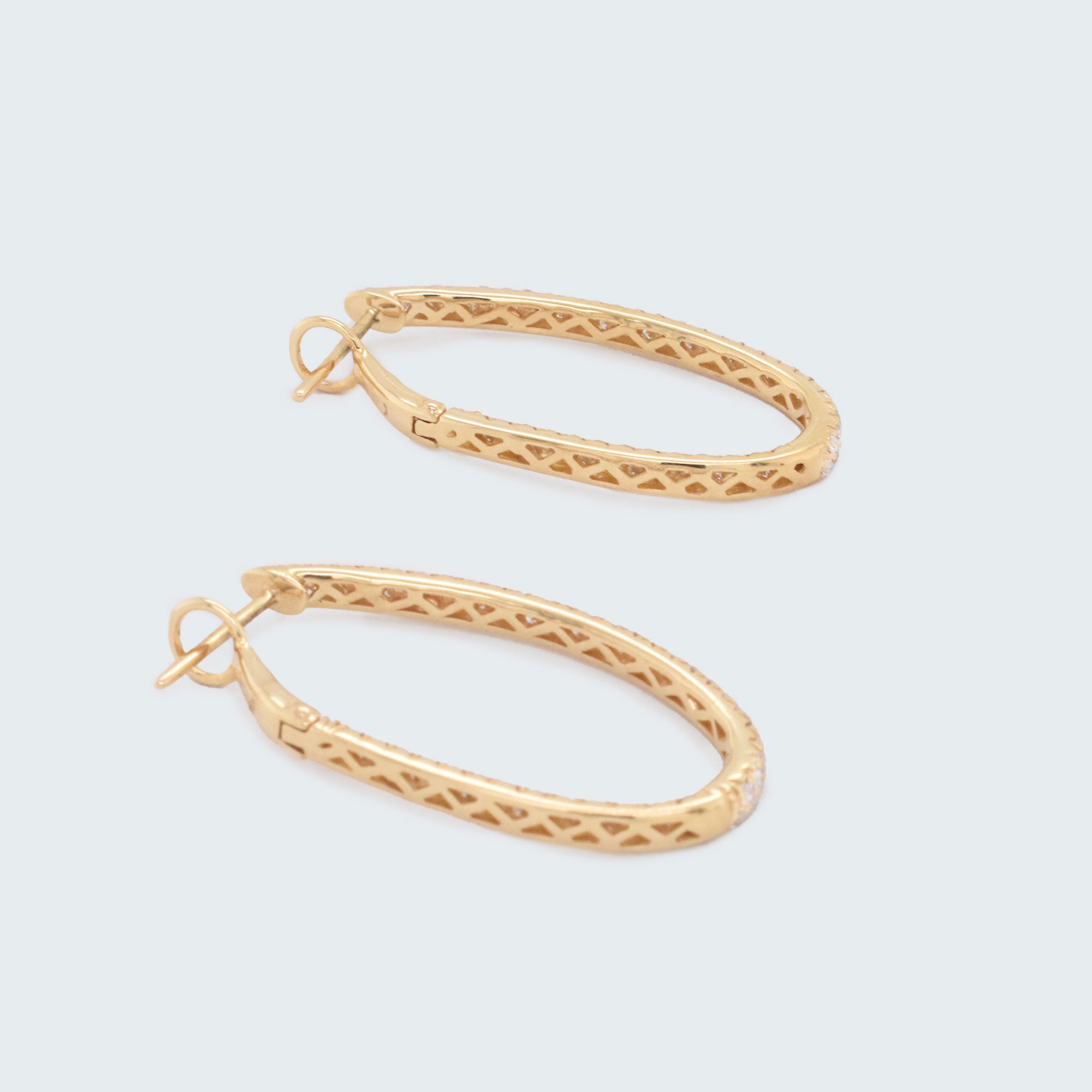 Wide Pavé Diamond Oval Hoops - Eliza Page