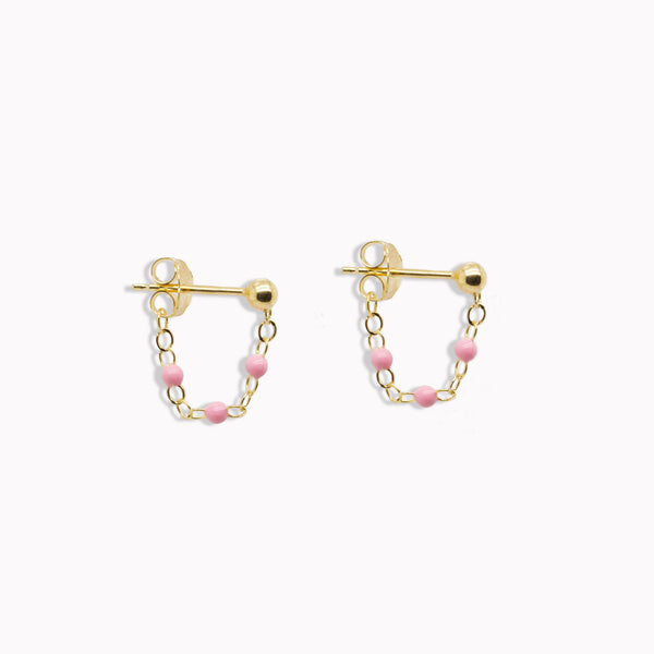Front to Back Pink Enamel Studs