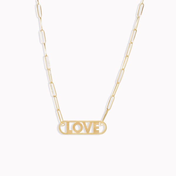 Love Tag Paperclip Chain Necklace