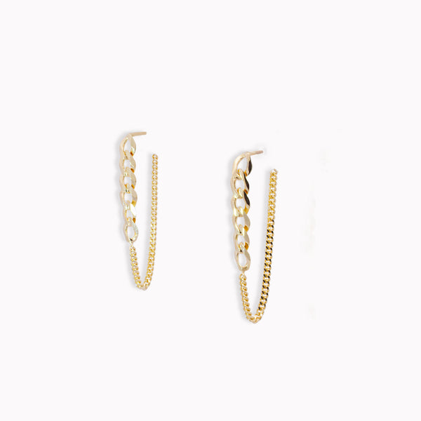 Curb Chain Front to Back Earrings