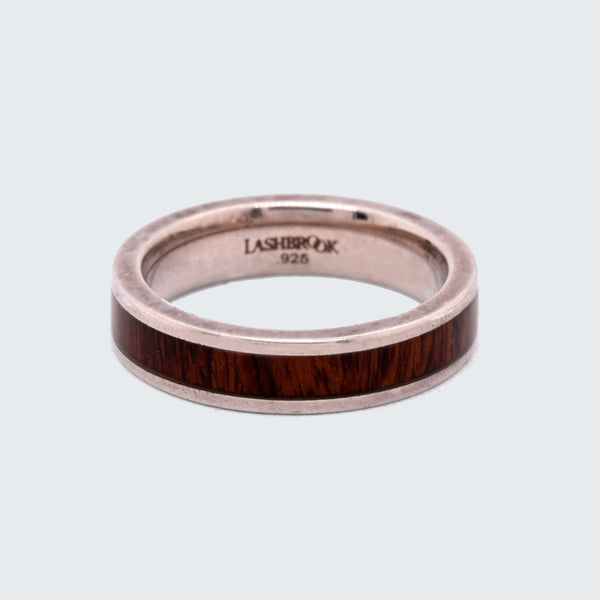Sterling Silver Band with Desert Burl Wood Inlay - Eliza Page