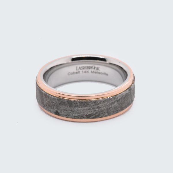 Rose Gold and Cobalt Chrome with Meteorite Inlay Band - Eliza Page