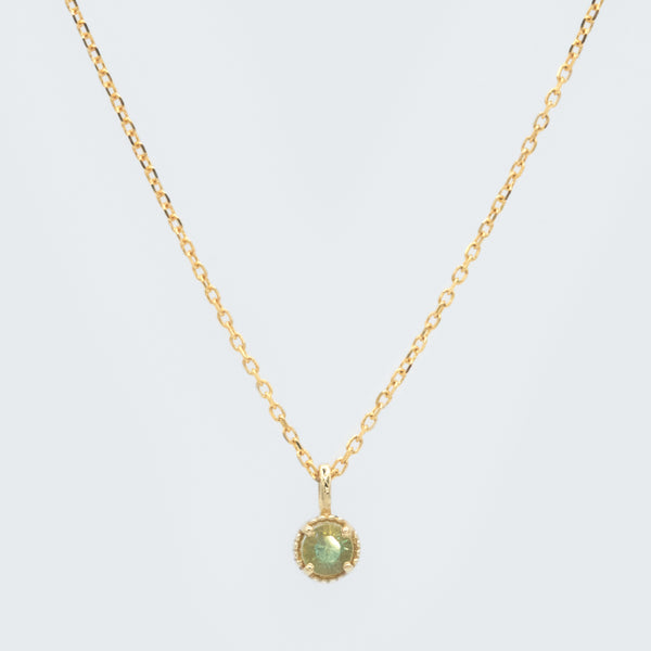 Green Sapphire Milgrain Necklace - Eliza Page