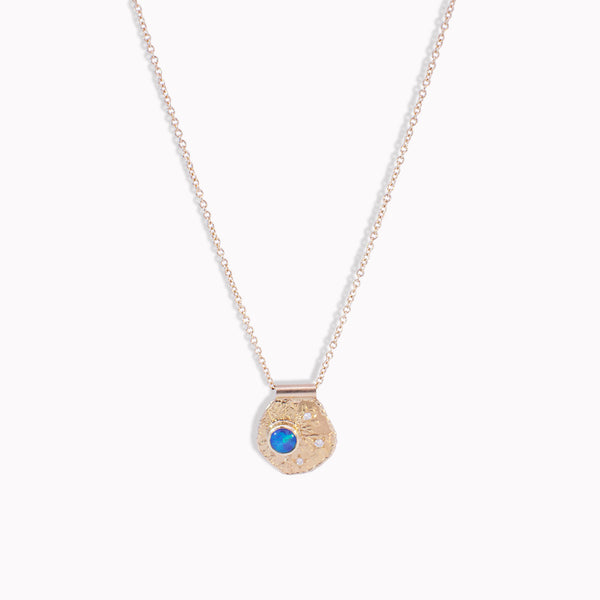 Textured Australian Opal Earth Love Necklace