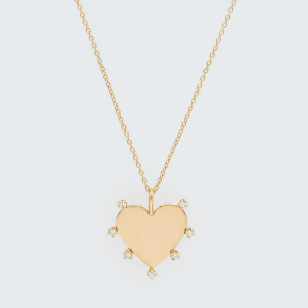 Diamond Heart Disc Necklace - Eliza Page