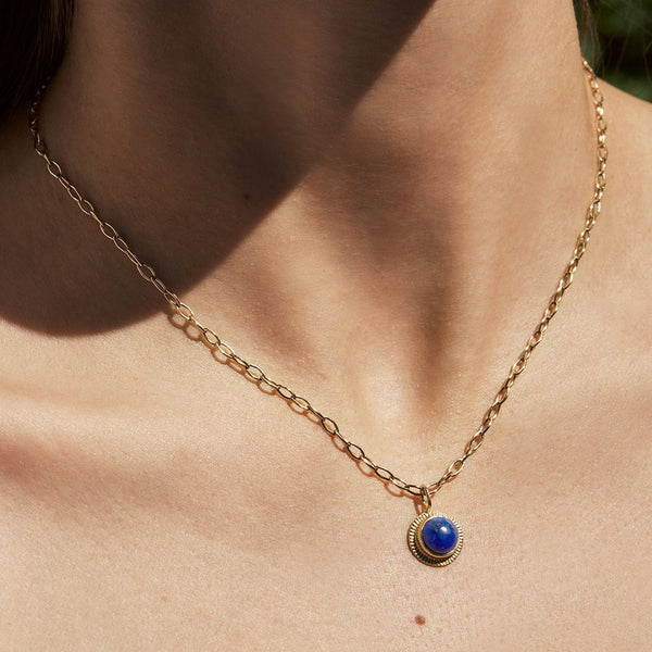 Gemstone Burst Necklace on Wide Chain - Eliza Page