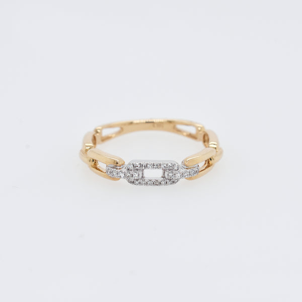 Diamond and Gold Link Chain Ring - Eliza Page
