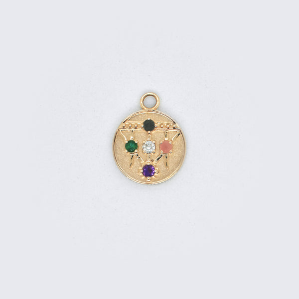 Small Lace Shield Medallion - "Love" - 4 Stones - Eliza Page