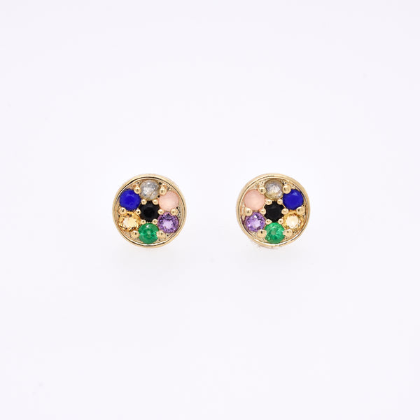 Rainbow Compass Earrings -  "Love You" Message - 7 Stones - Eliza Page
