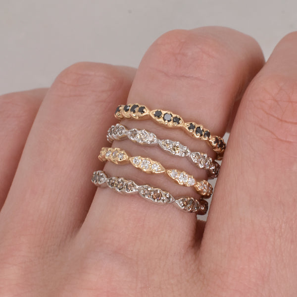 Champagne Diamond Wave Stack Ring - Eliza Page
