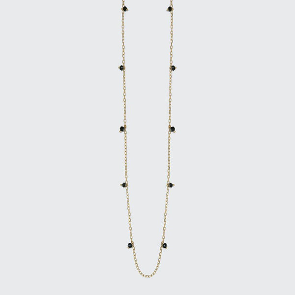 Black Diamond Floater Rondelle Necklace - Eliza Page