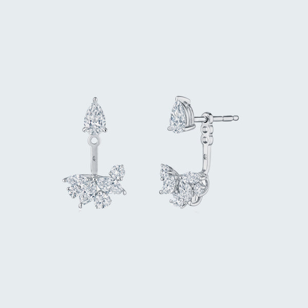 Diamond Cluster Front-Back Earrings - Eliza Page