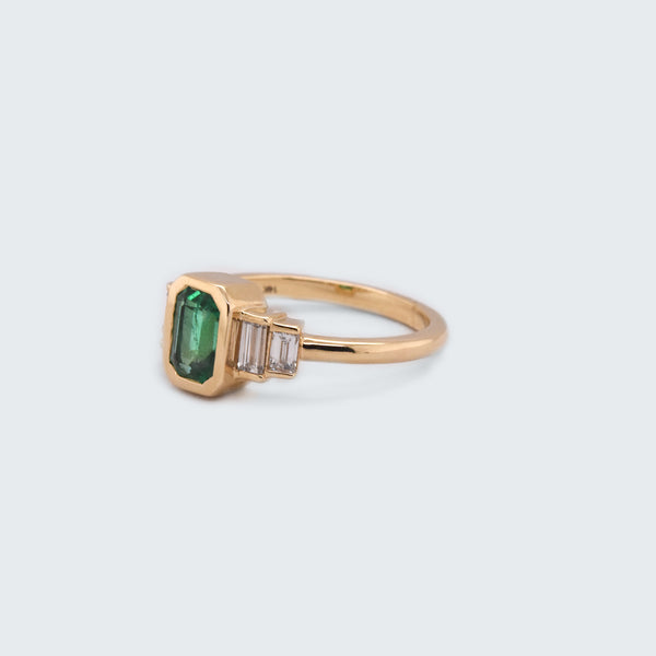 Elliot Bezel Set Emerald Cut Engagement Ring - Eliza Page